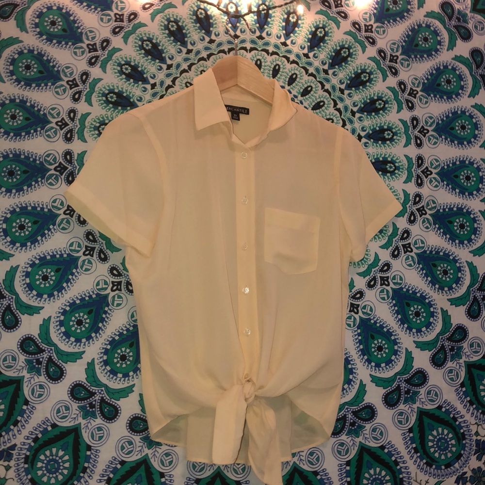 J. CREW MERCANTILE CREAM TWIST TIE BLOUSE!!🤩